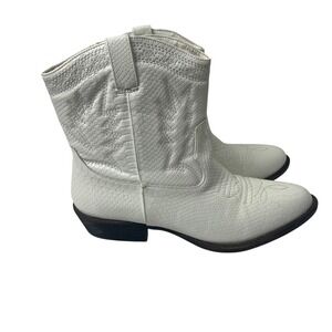 Coconuts Matisse White Faux Snakeskin Western Boots Women's 9.5 Cowgirl Festival